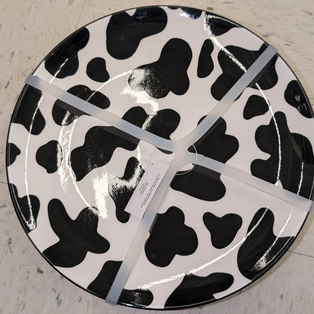 8pcs Cow Print Ceramic Plates Set For Four Dinner And Salad Plates - Picture 2 of 6